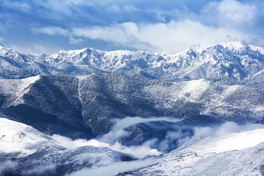 view mountain snow landscape nature around the way to Huanglong