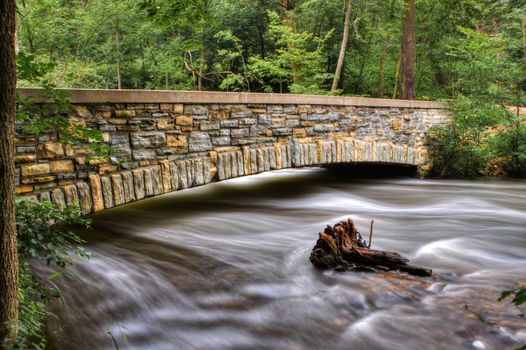 River Bridge and running river in HDR.