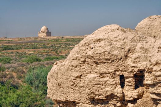 Large temple in desert near Merv, Turkmenistan