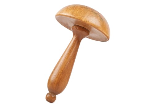 wooden mushroom sock darner isolated on white background, studio shot