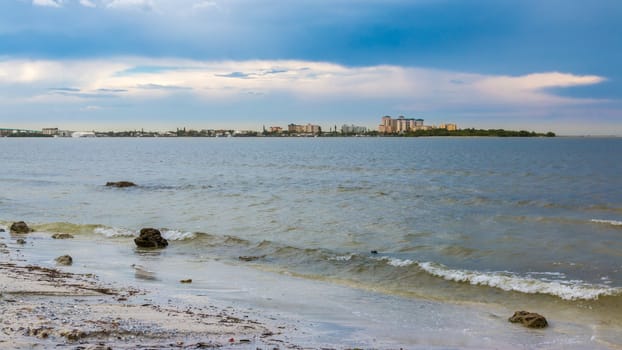 The beautiful sun setting on the shores of Fort Myers Beach located on Estero Island in Florida, United States of America