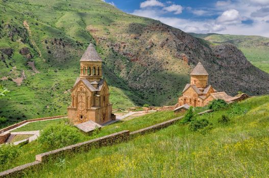 Scenic Novarank monastery in Armenia, famous tourist destination