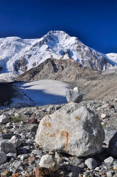Scenic view of highest mountain in Tien-Shan range, Kyrgyzstan