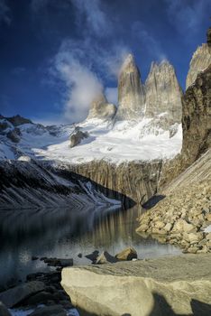 Scenic view of Torres del Paine in south American Andes                   