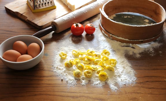 Italian ravioli with ricotta and vegetables