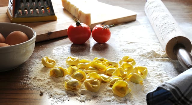 Italian ravioli with ricotta and vegetables