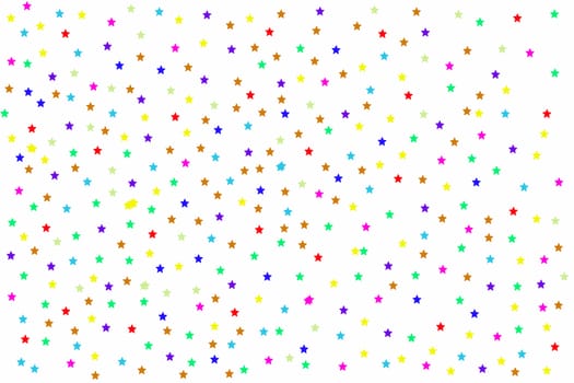 background with colorful stars on white.