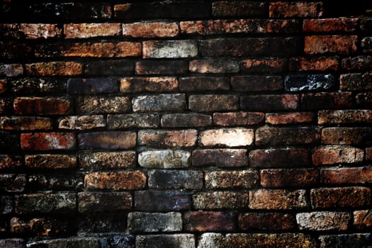 brick grunge texture, wall background, vignette