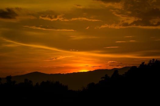 Majestic sunset in the mountains landscape. thailand