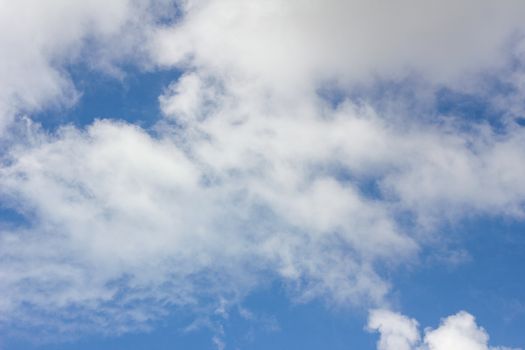 blue sky with cloud closeup, with copyspace