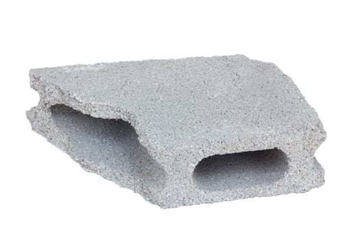 old broken grey brick, Isolated on white background.