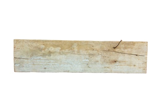 close up of an empty wooden sign on white background with clipping path