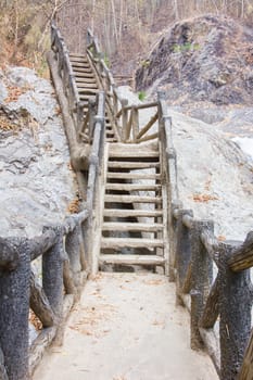 long outdoor cement steps up to the mountain