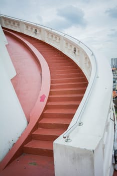 Curved stairs heading to the top of big pagoda, bangkok, thailand