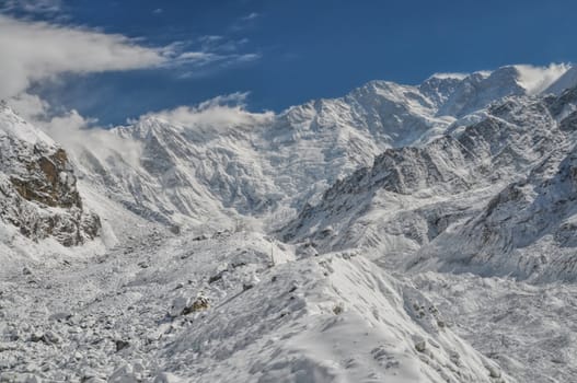 Scenic Himalayas mountains near Kanchenjunga, the third tallest mountain in the world