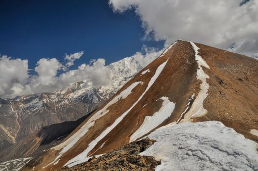 Scenic ridge in Himalayas mountains in Nepal