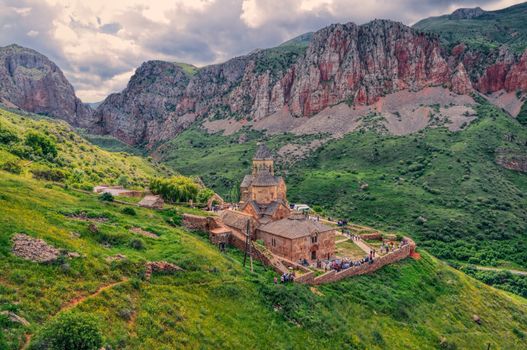 Scenic Novarank monastery in Armenia, famous tourist destination