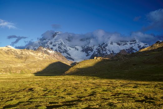 Picturesque view of Ausangate Mountain in the setting sun