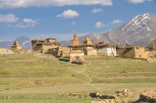 Picturesque old settlement in Dolpo region in Nepal