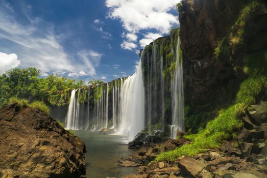 Picturesque scenery of Iguazu waterfalls in Argentina              