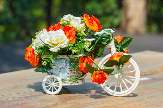 Wedding decoration on table. white and yellow flowers.