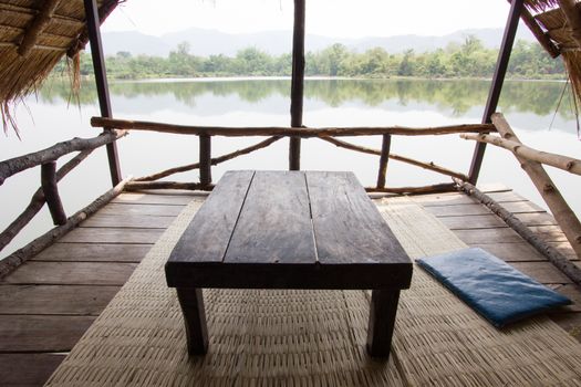 Wood Table at riverside terrace