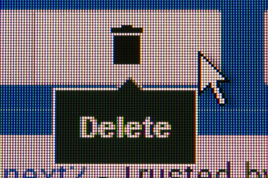 delete button. Macro screen view of old monitor