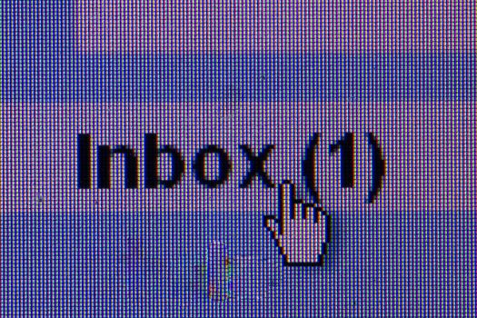New message in mailbox. Macro screen view of old monitor