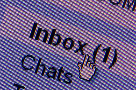New message in mailbox. Macro screen view of old monitor