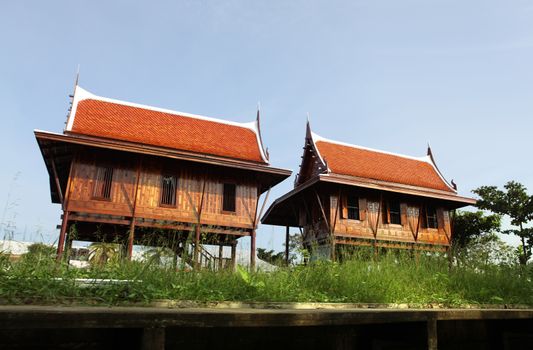 two not expensive dwelling of Thais in rural areas of Thailand