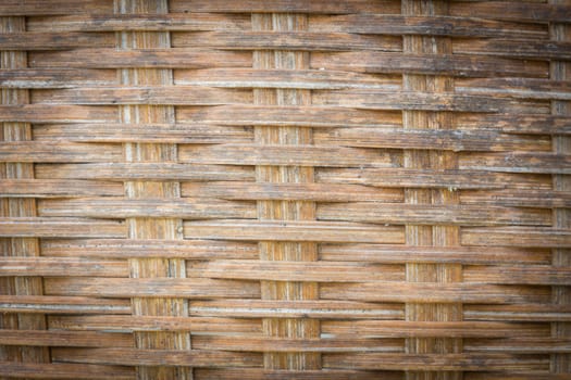 Close up detail view of a wicker basket weave with natural materials and stain fungi, vignette