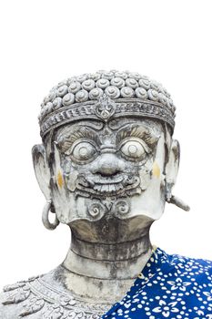 Giant statue in Thai style isolate white background, Public statue in thailand, closeup