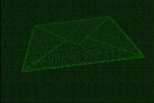 green mail abstract with the background of binary code.