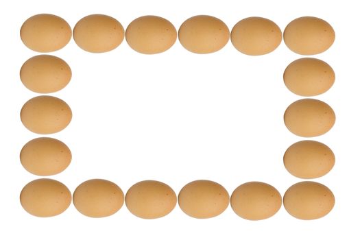 frame made of eggs, isolated on white background