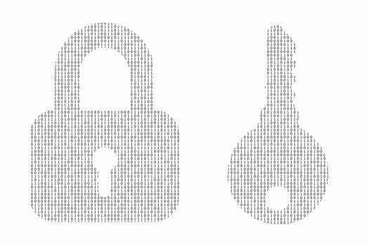 Internet security concept made with binary code drawing a padlock