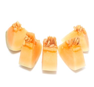 cut a melon cantaloupe isolate