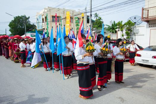 CHIANGRAI, THAILAND - AUG 12: unidentified people celebrating Thai Mother Day on August 12, 2014 in Chiangrai, Thailand. Today is a celebration of the Queen's birthday as well as to honor every mothers.