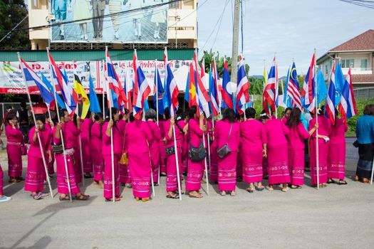 CHIANGRAI, THAILAND - AUG 12: unidentified people celebrating Thai Mother Day on August 12, 2014 in Chiangrai, Thailand. Today is a celebration of the Queen's birthday as well as to honor every mothers.