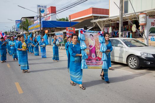 CHIANGRAI, THAILAND - AUG 12: unidentified people celebrating Thai Mother Day on August 12, 2014 in Chiangrai, Thailand. Today is a celebration of the Queen's birthday as well as to honor every mothers.