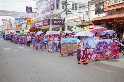 CHIANGRAI, THAILAND - AUG 12: unidentified people celebrating Thai Mother Day on August 12, 2014 in Chiangrai, Thailand. Today is a celebration of the Queen's birthday as well as to honor every mothers.