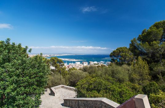 Aerial view of Palma de Mallorca in Majorca Balearic islands Spain