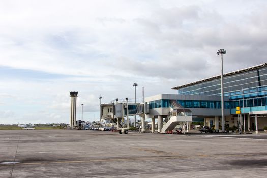 Loading people to board the plane at the airport