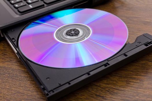 the new DVD disk cutting-in in a notebook