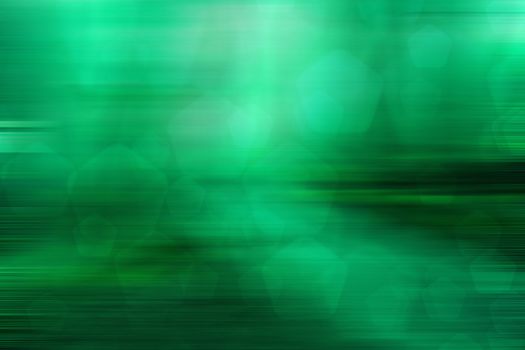 abstract green nature background, pentagon bokeh, fast motion