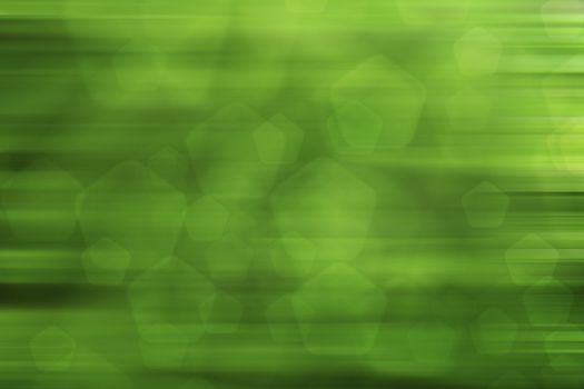 abstract green nature background, pentagon bokeh, fast motion