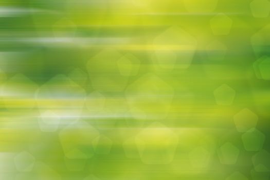 abstract green nature background, pentagon bokeh, fast motion