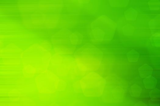 abstract green nature background, pentagon bokeh, fast motion