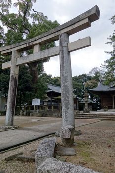 Torii stone gate - a symbol of japan temple