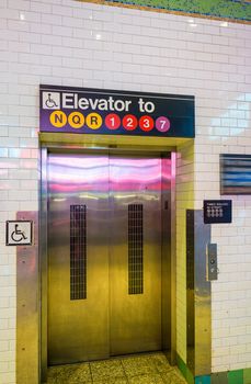 Elevator in New York City subway.