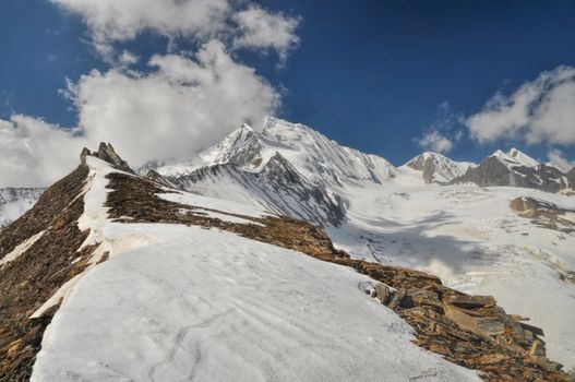 Scenic ridge in Himalayas mountains in Nepal